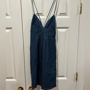 Spaghetti strap denim dress